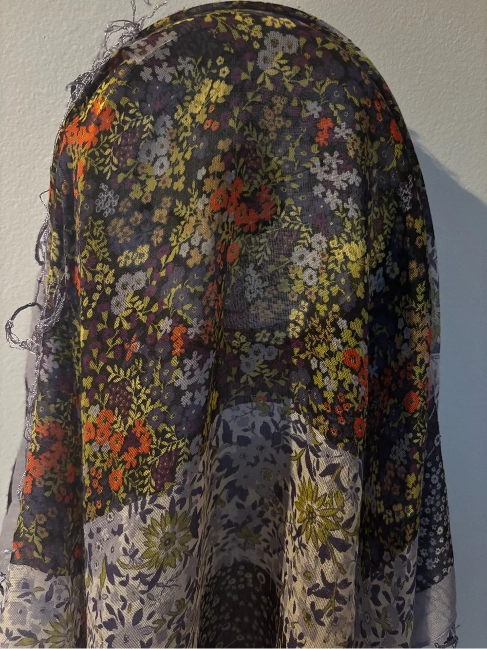 Large floral tassels square scarf